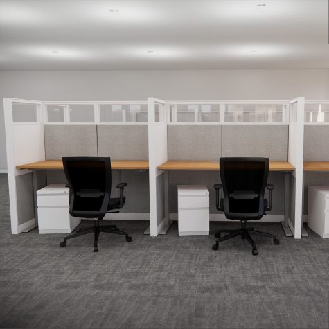 Glass Stackers on Workstations WITH BRODE CHAIRS