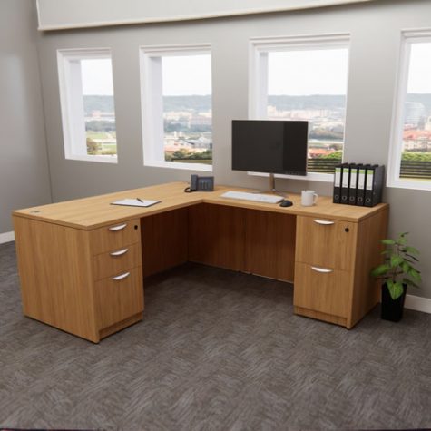 Harvest Walnut Desk L-Shape Desk with BBF and FF