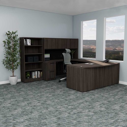 Skyline Private Office with Bookcase and Hutch