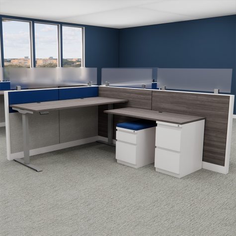 pedestal with royal blue fabric cushion